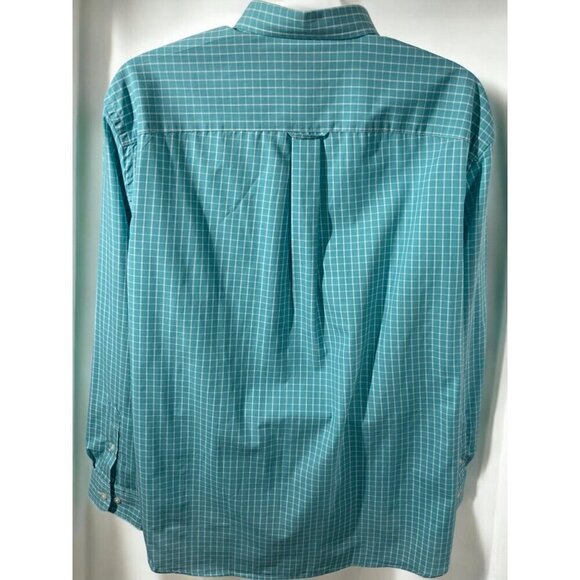 Saddlebred Mens Classic Fit Cotton Turquoise Checkered Long Sleeve Shirt NEW XL - Picture 3 of 9